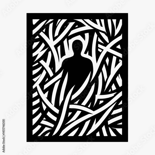very simple flat and single minimalist Shredding Paper Silhouettes in black on a white background