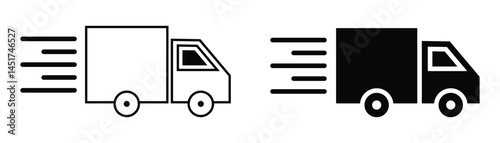 Truck icon set. Trendy flat style or outline truck vector icons for web graphic design. Simple illustration of truck pickup sign symbol on white background. Vector image.