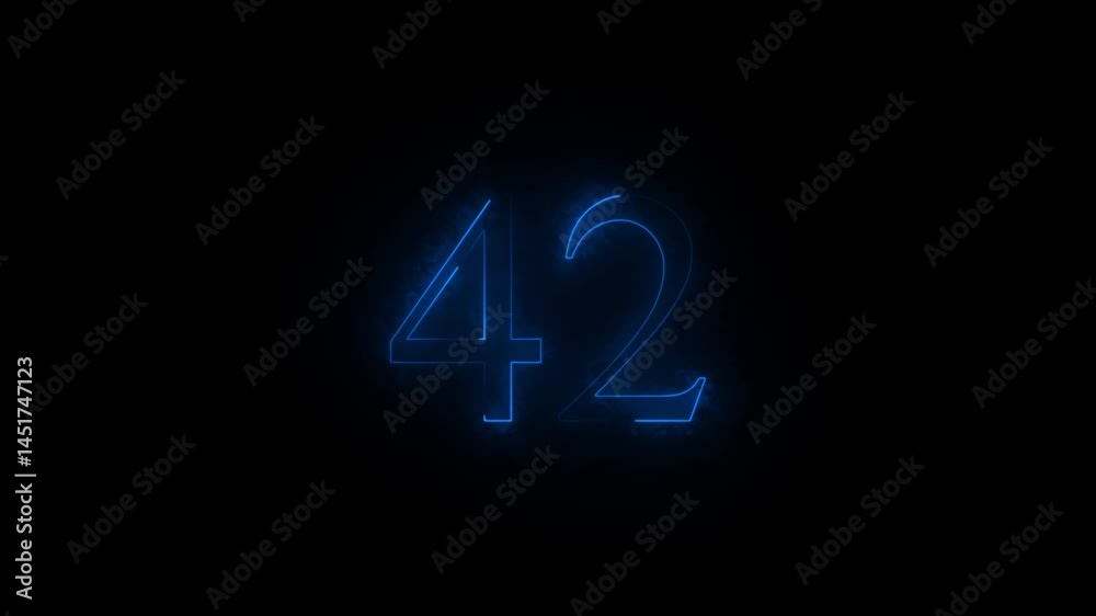 A neon text number 42 animation icon A neon text number 42 animation icon