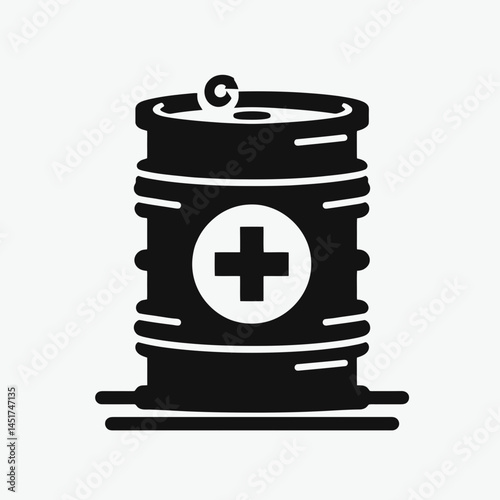  very simple flat and single minimalist Oil Barrel Silhouettes in black on a white background 