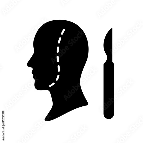  very simple flat and single minimalist Plastic Surgery Silhouettes in black on a white background 