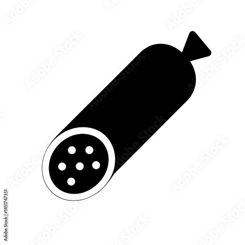  very simple flat and single minimalist Salami Stick Silhouettes in black on a white background 