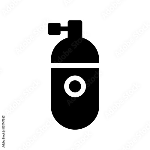  very simple flat and single minimalist Oxygen Tank Silhouettes in black on a white background 