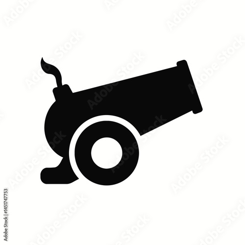  very simple flat and single minimalist Cannon Ball Silhouettes in black on a white background 