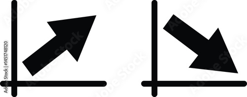  upward and downward arrow on graph icon set