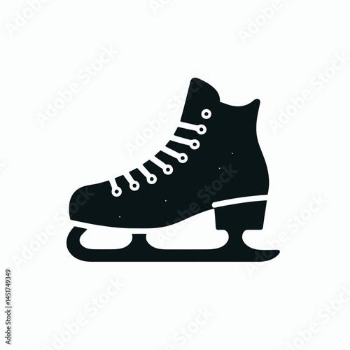  very simple flat and single minimalist Ice Skates Silhouettes in black on a white background 