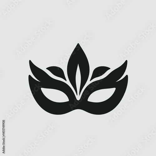  very simple flat and single minimalist Masquerade Mask Silhouettes in black on a white background 