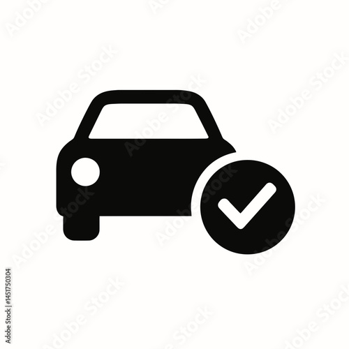  very simple flat and single minimalist Checking Car Silhouettes in black on a white background 