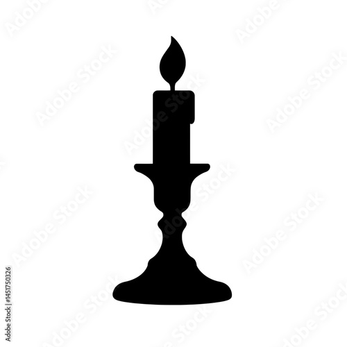  very simple flat and single minimalist Candlestick Silhouettes in black on a white background