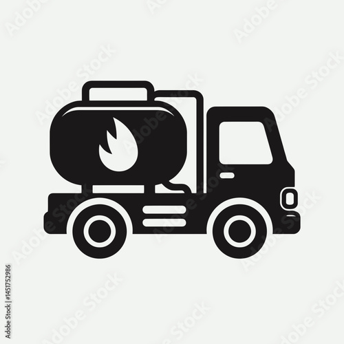  very simple flat and single minimalist Gas Truck Silhouettes in black on a white background 