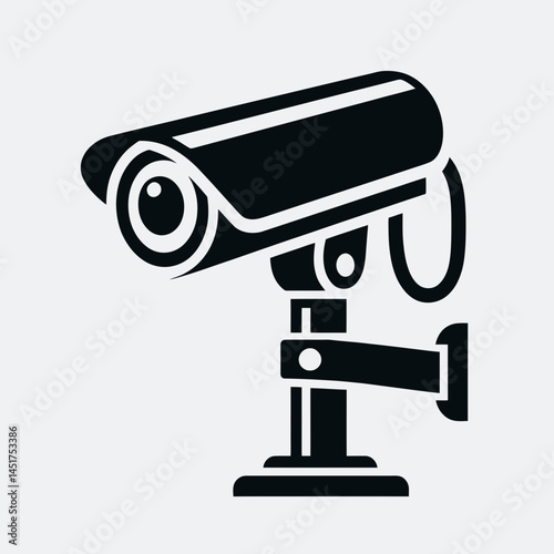  very simple flat and single minimalist Security Camera Silhouettes in black on a white background