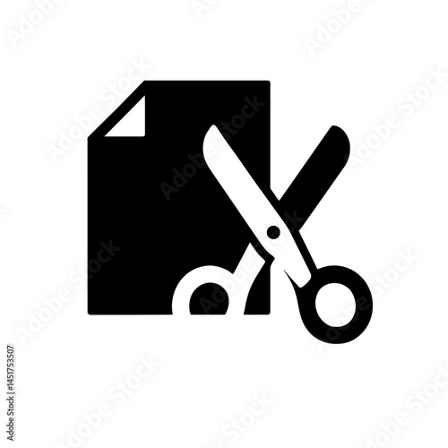  very simple flat and single minimalist Scissors  Paper Silhouettes in black on a white background photo