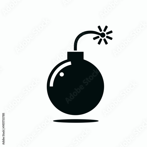  very simple flat and single minimalist Bomb Silhouettes in black on a white background 