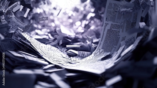 A sophisticated portrayal of artificial intelligence in document analysis, highlighting machine learning algorithms extracting valuable data from unstructured documents. photo