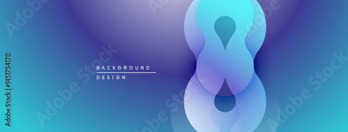 Abstract gradient background features layered shapes. Blue, purple hues create smooth transition, modern design element.