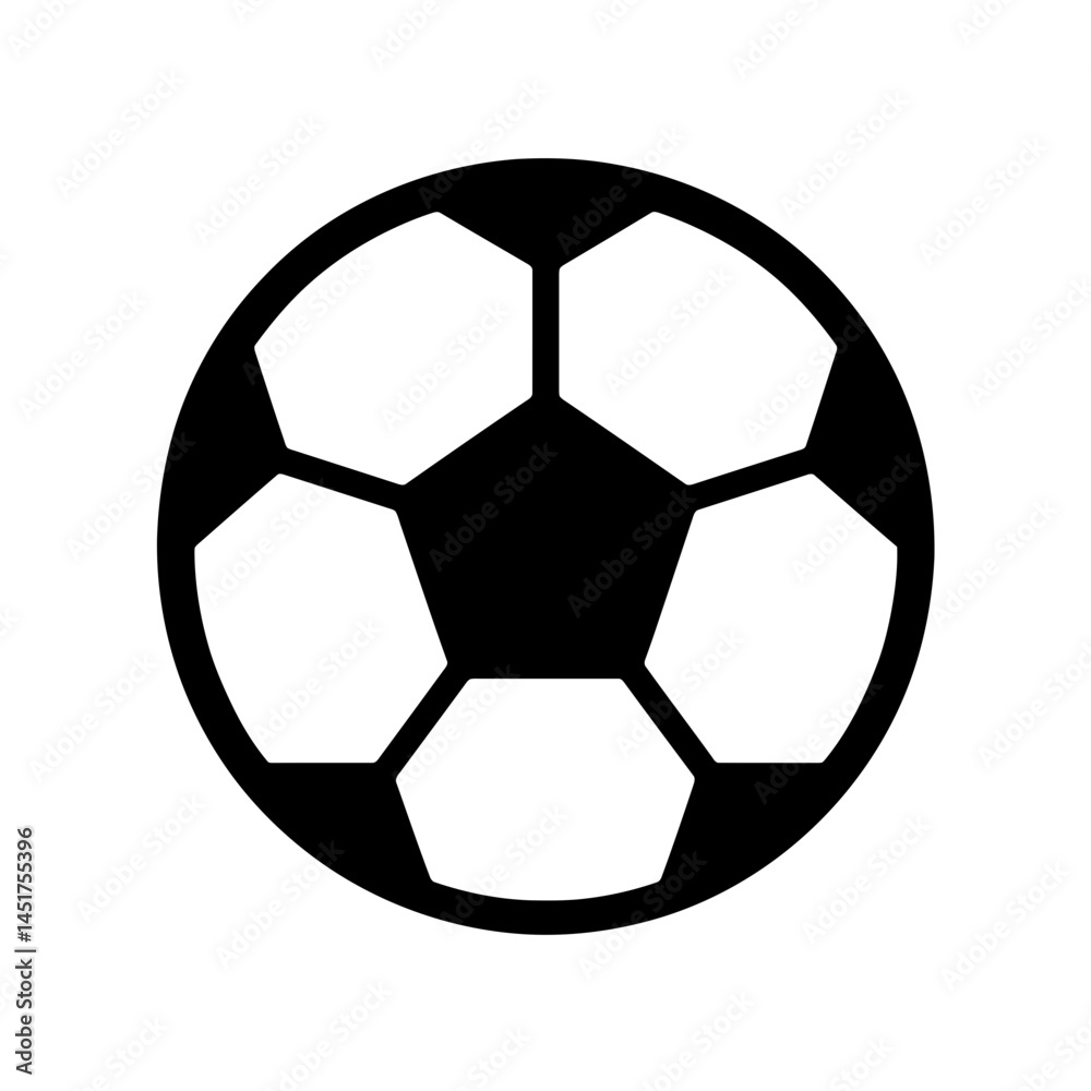 Fototapeta premium very simple flat and single minimalist Soccer Ball Silhouettes in black on a white background 