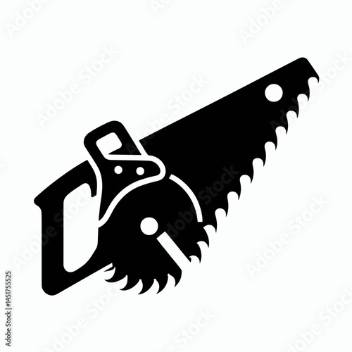  very simple flat and single minimalist Saw Silhouettes in black on a white background