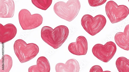 Wallpaper Mural Vector seamless pattern of pink hand drawn flat hearts Torontodigital.ca