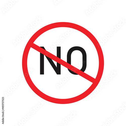 No sign vector icon. Round red warning stop symbol and no entry sign
