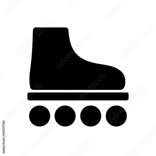 very simple flat and single minimalist Roller Skates Silhouettes in black on a white background