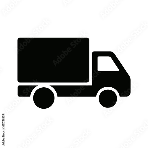  very simple flat and single minimalist Moving Truck Silhouettes in black on a white background