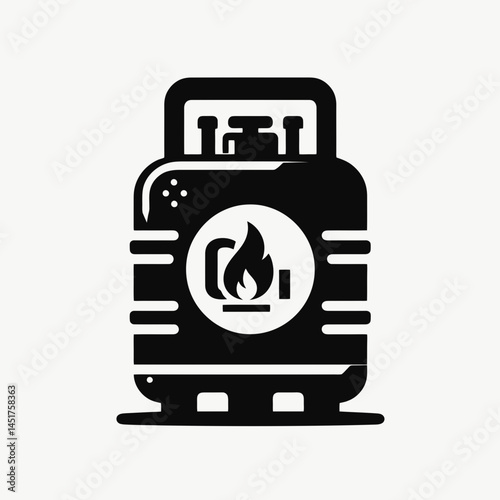  very simple flat and single minimalist Gas Container Silhouettes in black on a white background 