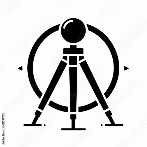  very simple flat and single minimalist Tripod Silhouettes in black on a white background 
