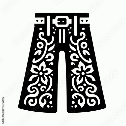  very simple flat and single minimalist Hippie Pants Silhouettes in black on a white background