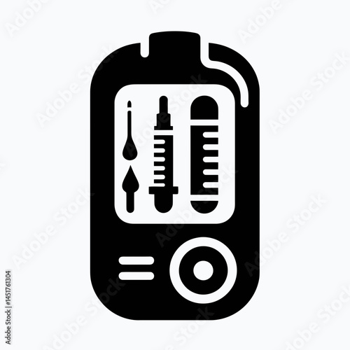  very simple flat and single minimalist Glucose Monitor Silhouettes in black on a white background 