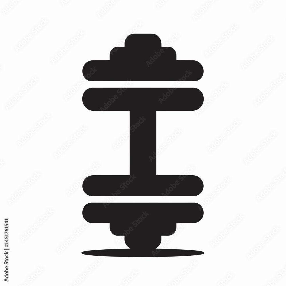very simple flat and single minimalist Heavy Dumbbell Silhouettes in black on a white background very simple flat and single minimalist Heavy Dumbbell Silhouettes in black on a white background