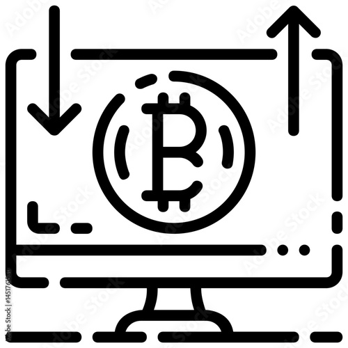 bitcoin transfer vector outline icon