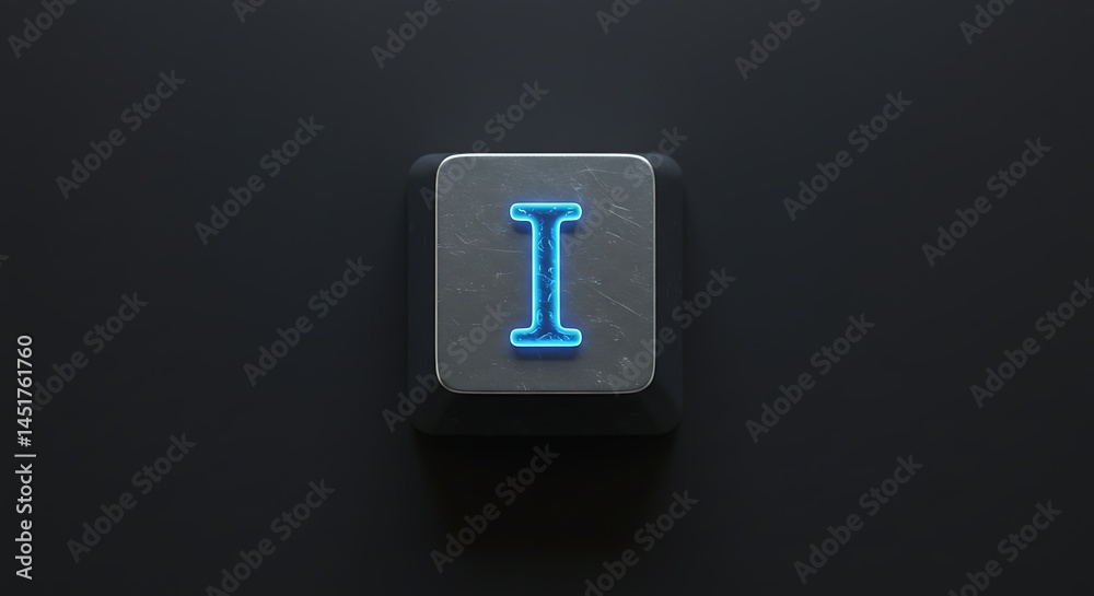 Neon Blue 'I' Key: AI-Generated Keyboard Art Neon Blue 'I' Key: AI-Generated Keyboard Art