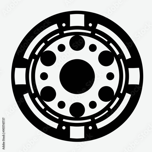  very simple flat and single minimalist Poker Chip Silhouettes in black on a white background 
