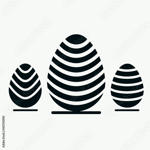  very simple flat and single minimalist Easter Egg Silhouettes in black on a white background 