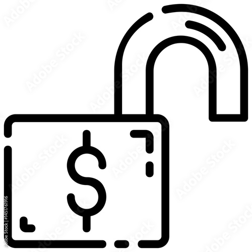 unlock money vector outline icon