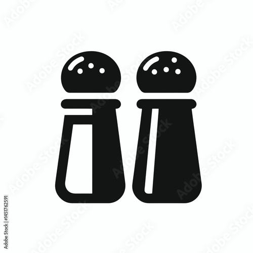  very simple flat and single minimalist Salt  Pepper Shacker Silhouettes in black on a white background 