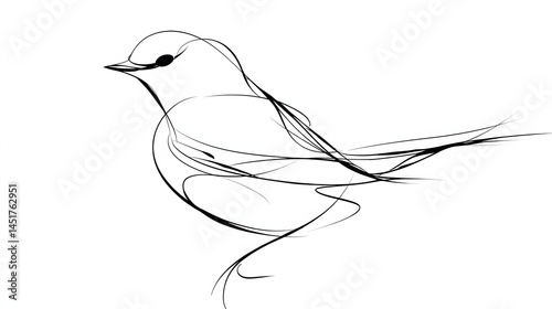 Beautiful bird Line Art Minimalist Continuous One Line Drawing of Elegant animal Portrait, Abstract Hand-Drawn Sketch for Banner, Poster, Logo, Decoration
