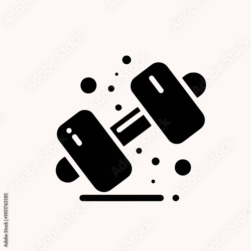  very simple flat and single minimalist Dumbbells Silhouettes in black on a white background 