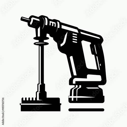  very simple flat and single minimalist Jackhammer Silhouettes in black on a white background
