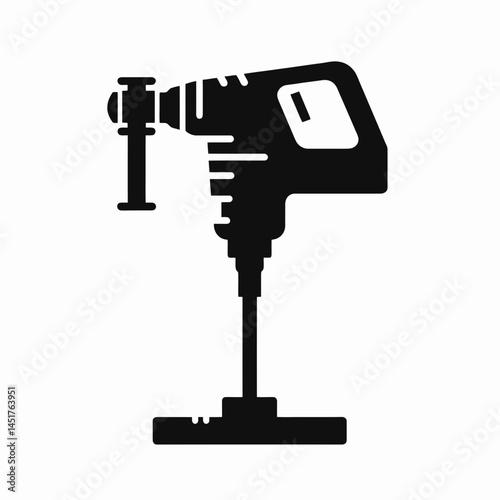  very simple flat and single minimalist Jackhammer Silhouettes in black on a white background 