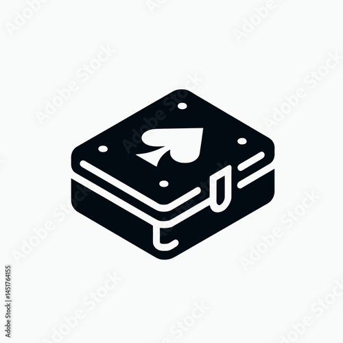  very simple flat and single minimalist Open Playing Card Box Silhouettes in black on a white background