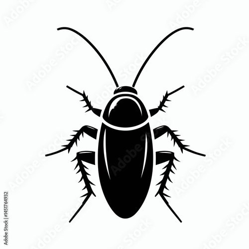  very simple flat and single minimalist Cockroach Silhouettes in black on a white background 