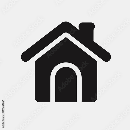  very simple flat and single minimalist Dog House Silhouettes in black on a white background 