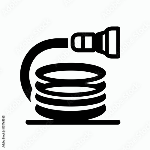  very simple flat and single minimalist Garden Hose Silhouettes in black on a white background