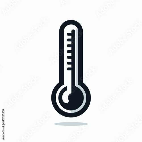  very simple flat and single minimalist Hot Thermometer Silhouettes in black on a white background