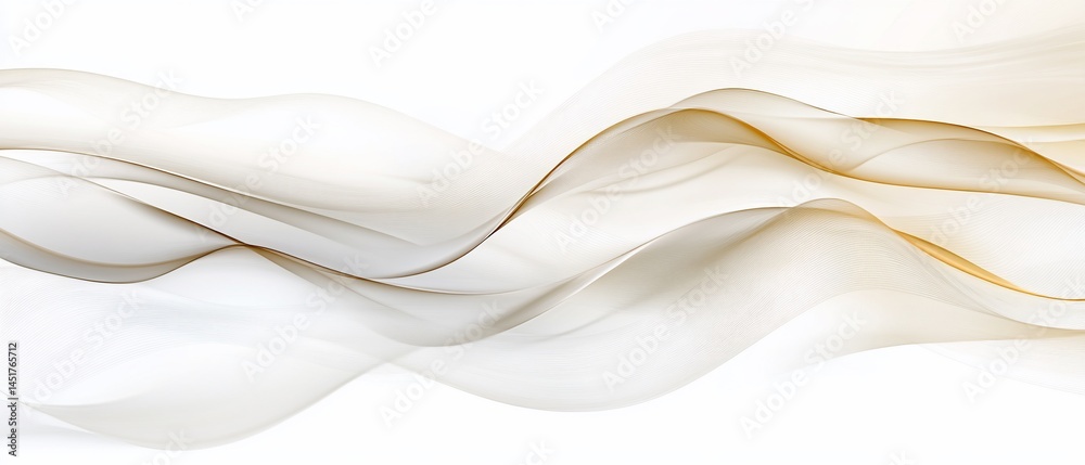 Obraz premium Flowing beige ribbons on white backdrop