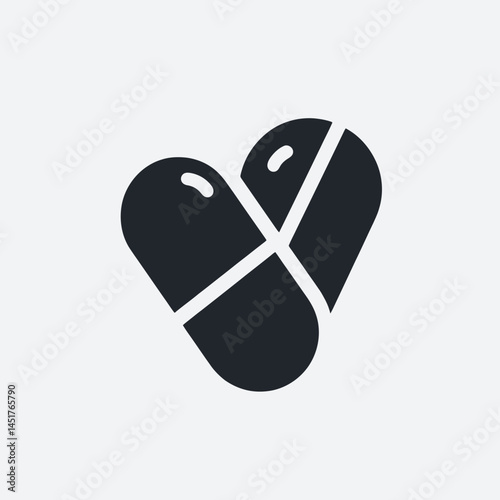  very simple flat and single minimalist Herbal Pills Silhouettes in black on a white background
