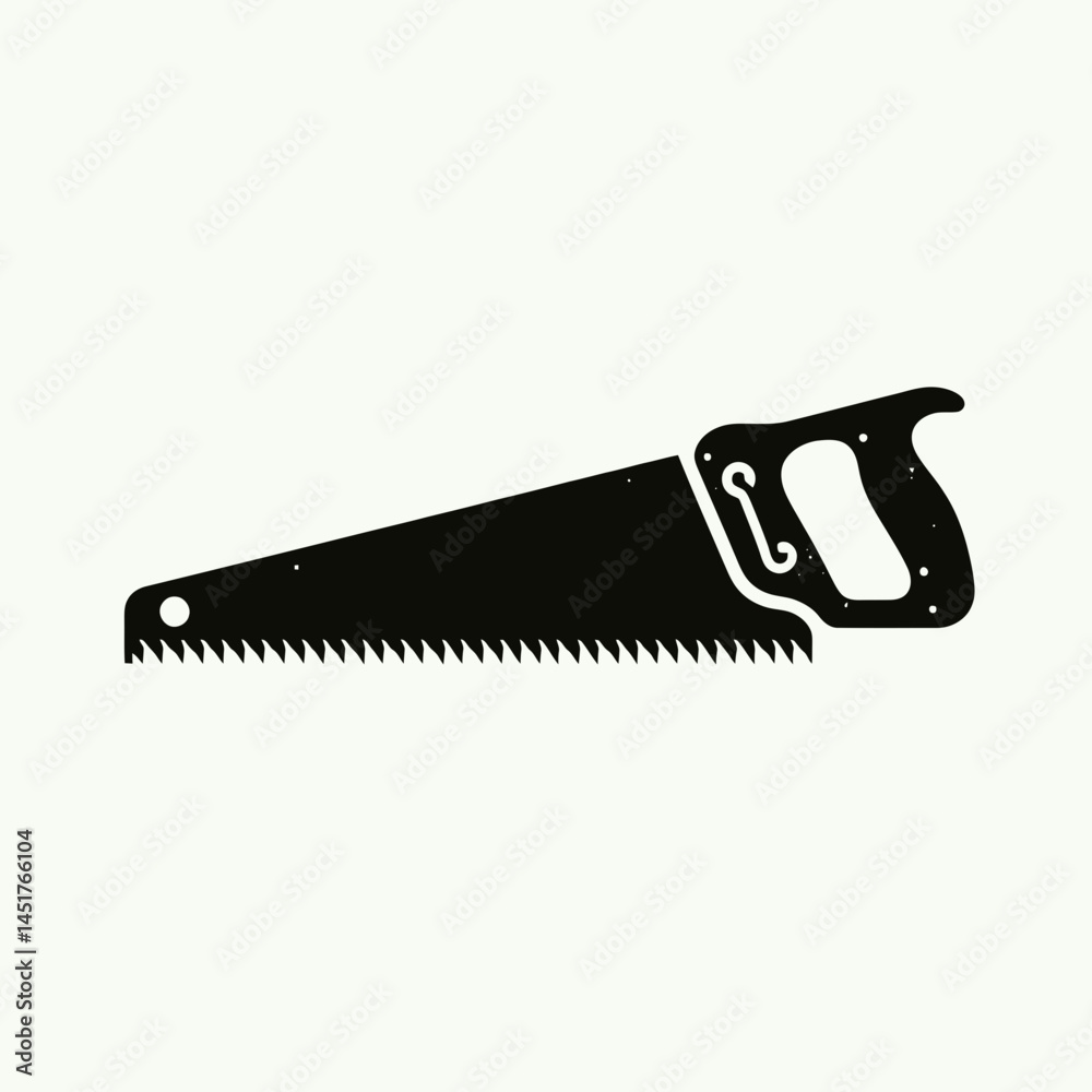 very simple flat and single minimalist Hand Saw Silhouettes in black on a white background very simple flat and single minimalist Hand Saw Silhouettes in black on a white background