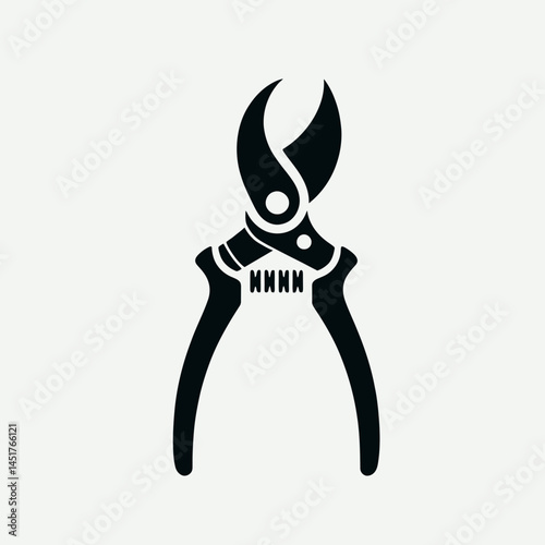  very simple flat and single minimalist Pruners Silhouettes in black on a white background 