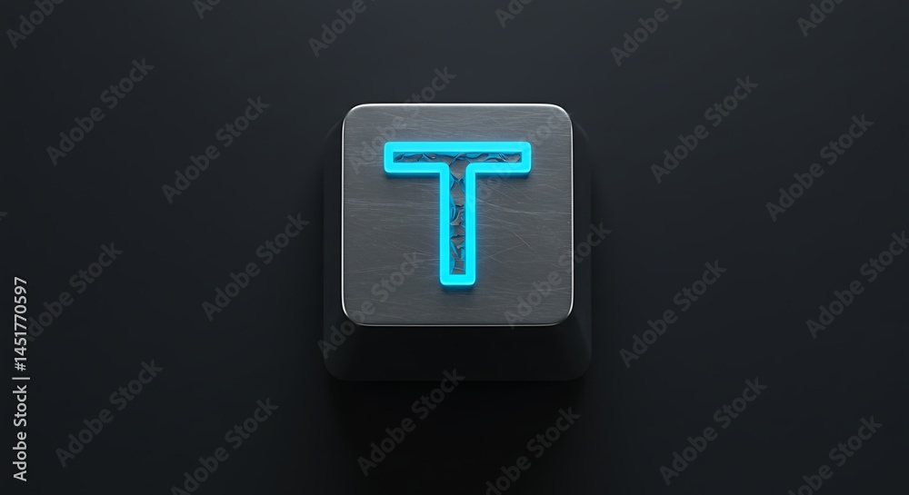 Neon 'T' Keycap: 3D Rendered Design Neon 'T' Keycap: 3D Rendered Design